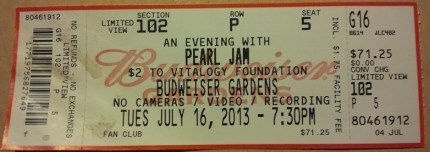 Pearl Jam London Ticket